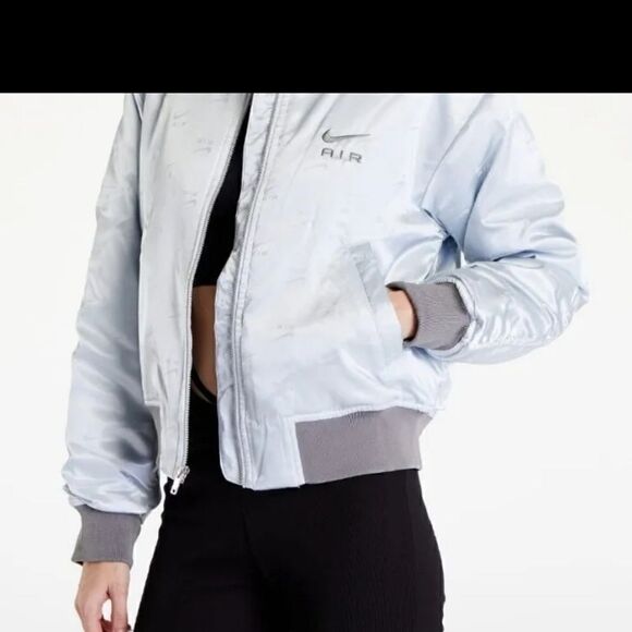 Nike Air Pure Platinum Bomber Jacket Womens- Small Satin Silver DV4372-043 $140 - Picture 4 of 7